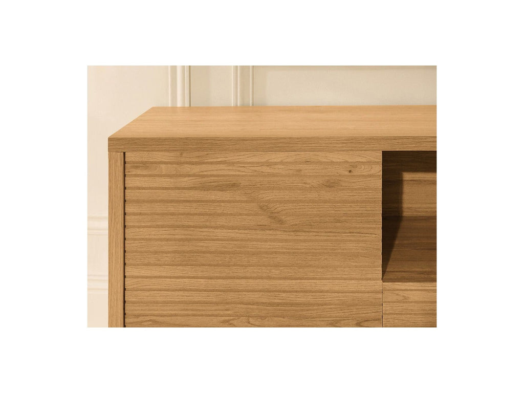 Ferret - Meuble Tv 2 Portes - Effet Tasseaux De Bois