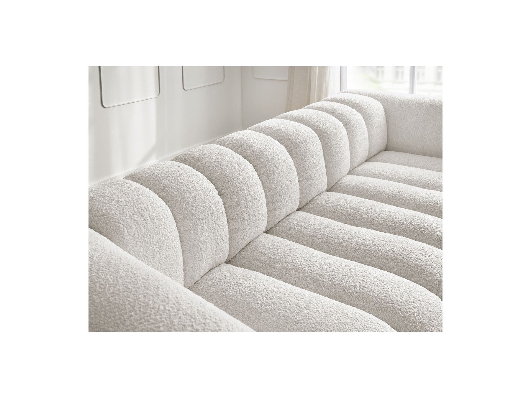 Talia - Canapé Droit Fixe 3 Places - Tissu Bouclette