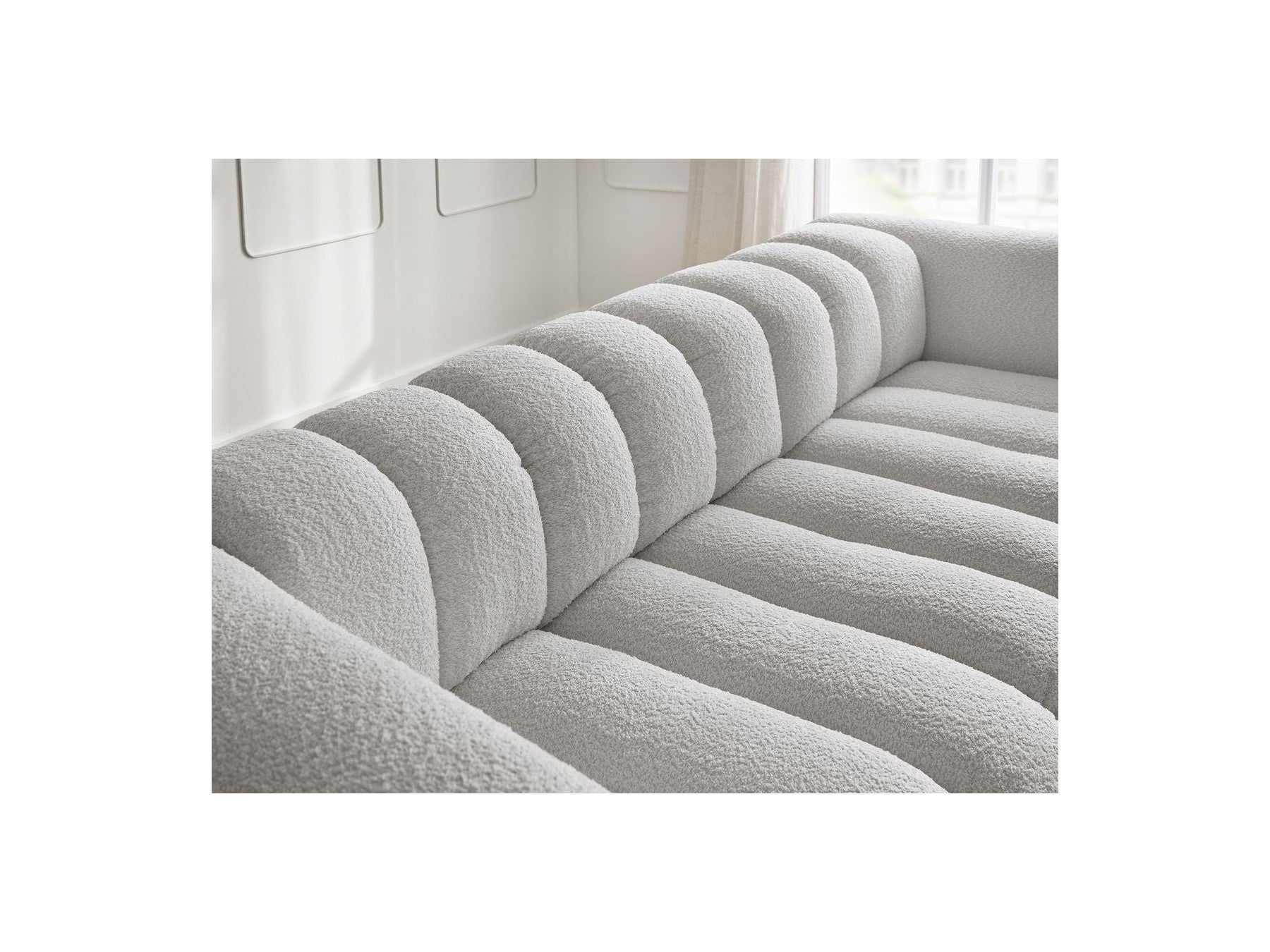 Talia - Canapé Droit Fixe 3 Places - Tissu Bouclette