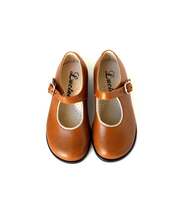 Chaussures Louise Resistantes Fille À Boucle - Cuir Camel Or - Fille