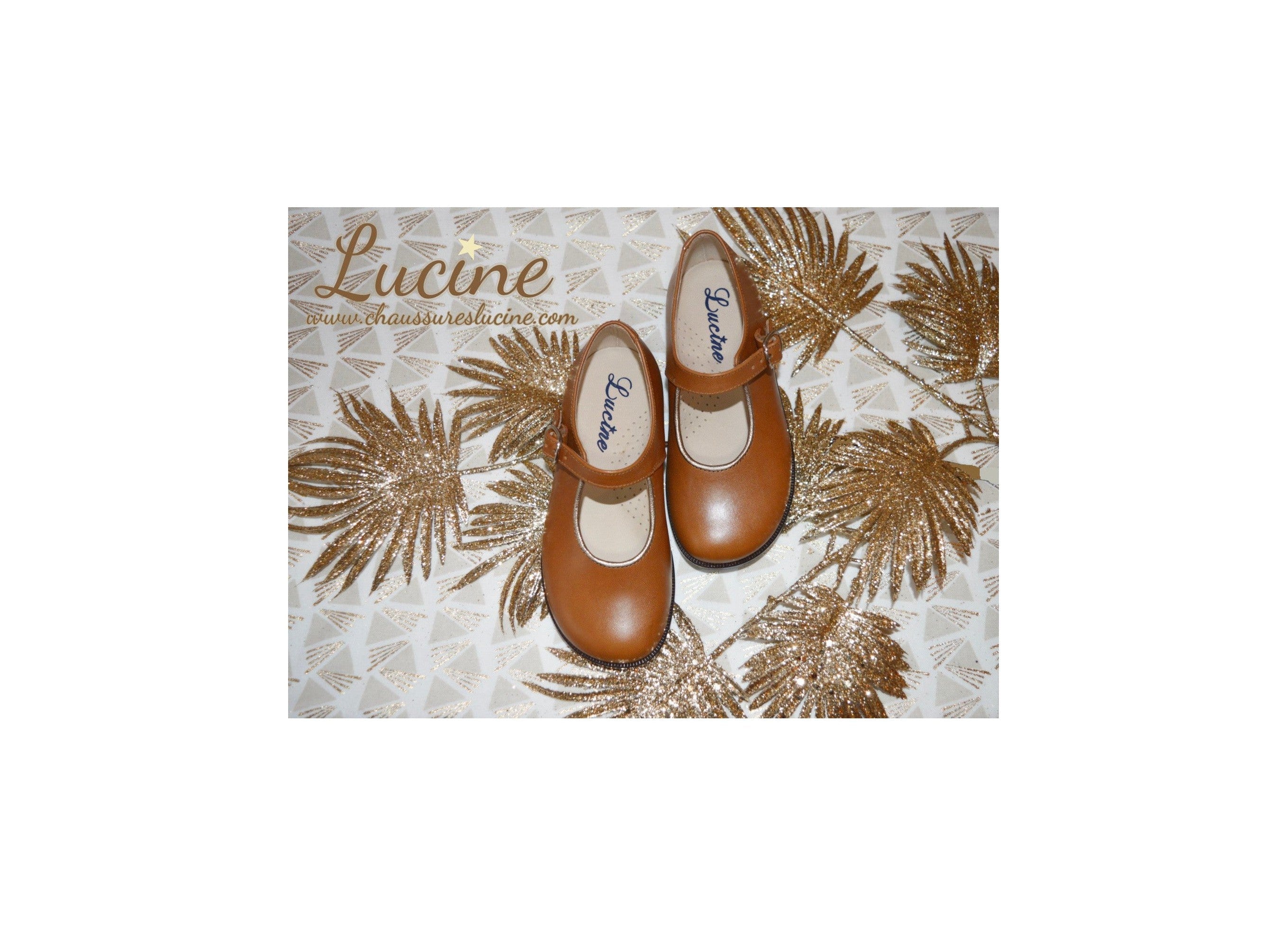 Chaussures Louise Resistantes Fille À Boucle - Cuir Camel Or - Fille
