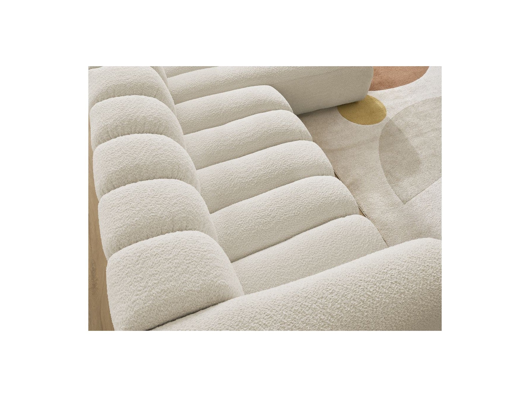 Talia - Canapé D'Angle Fixe - Tissu Bouclette - Angle Droit