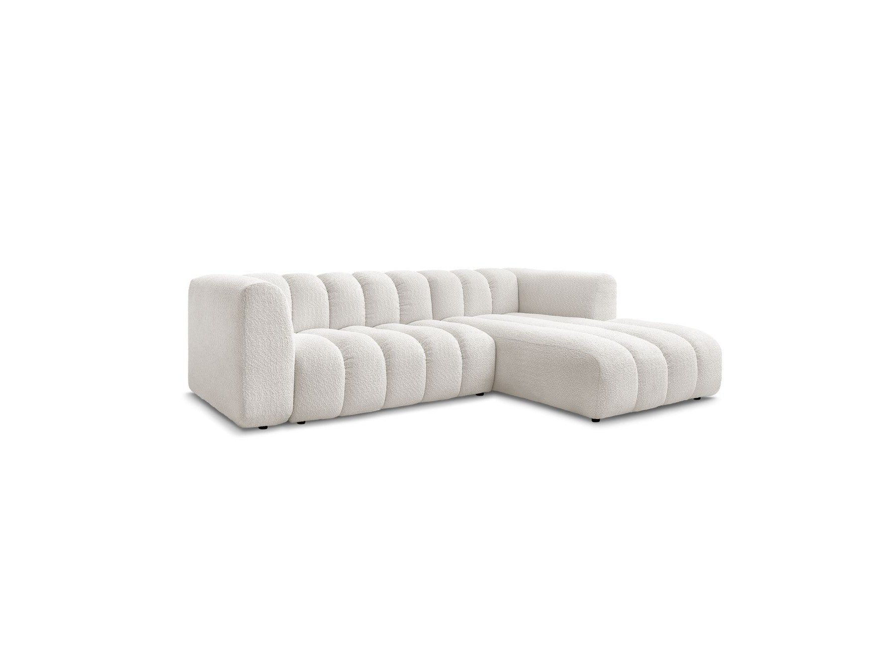 Talia - Canapé D'Angle Fixe - Tissu Bouclette - Angle Droit