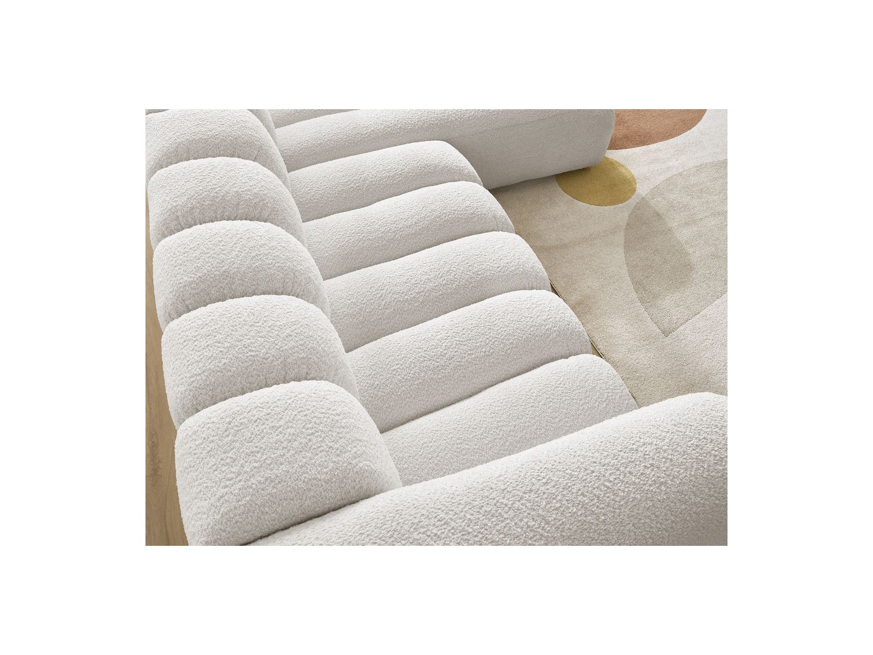 Talia - Canapé D'Angle Fixe - Tissu Bouclette - Angle Droit