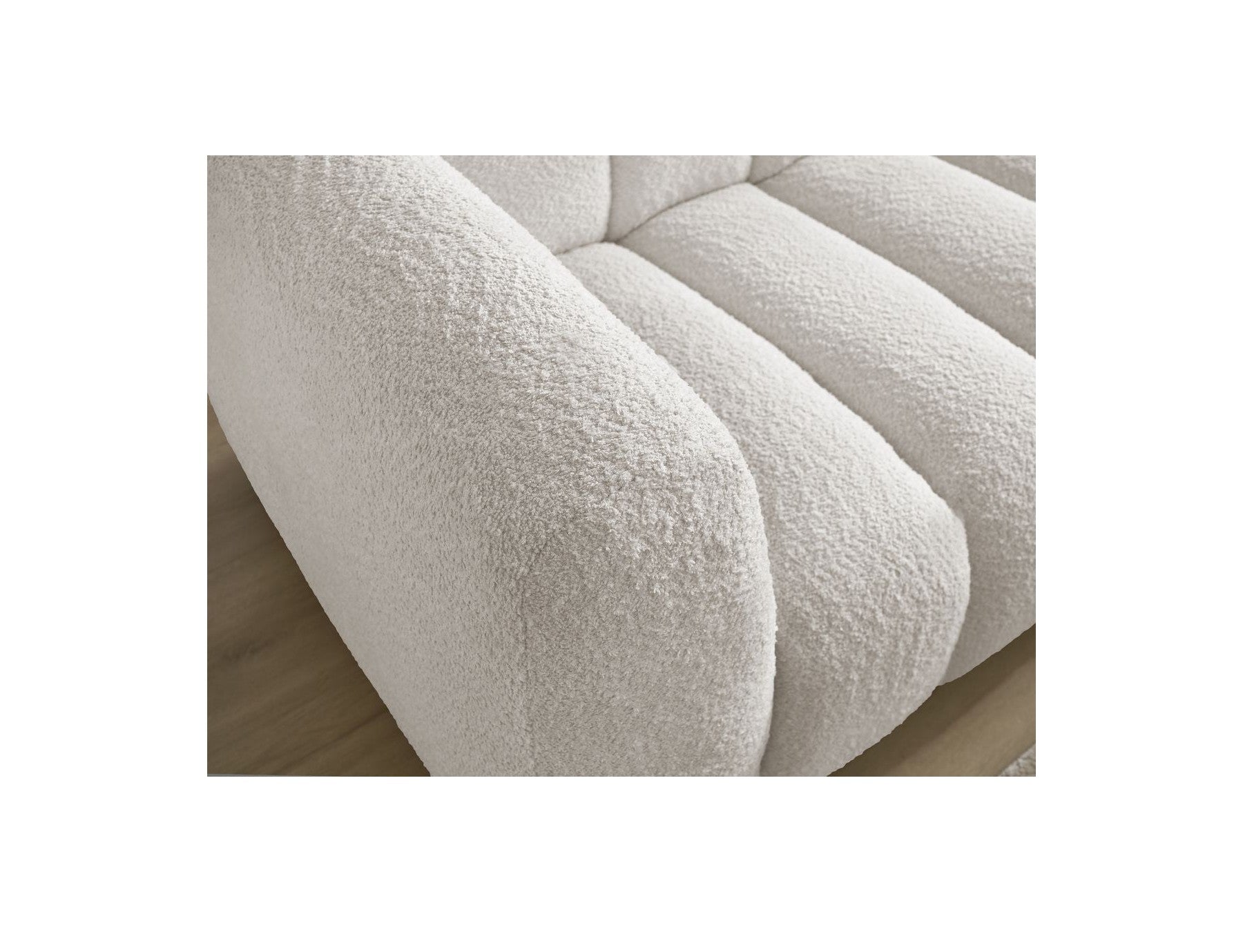 Talia - Canapé D'Angle Fixe - Tissu Bouclette - Angle Droit