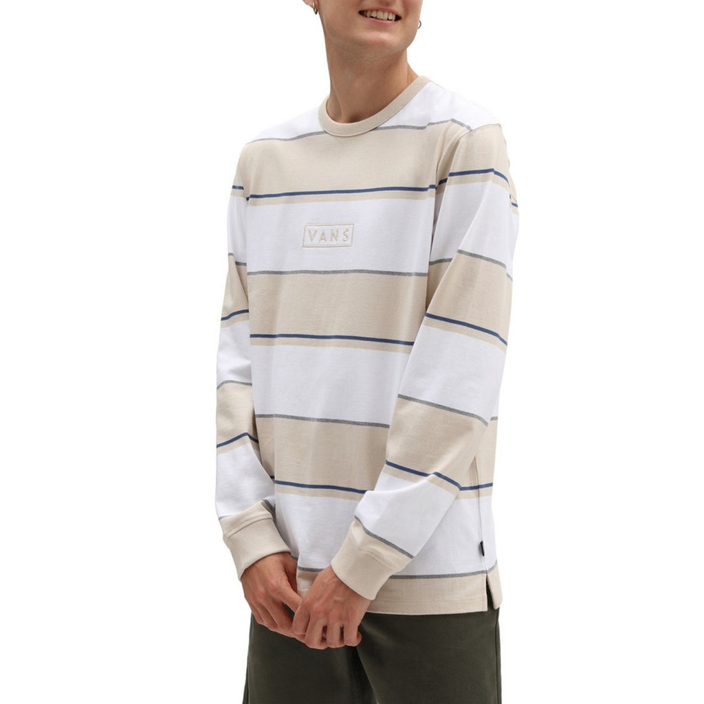 T-Shirt Easy Box Bold Stripe - Beige Et Blanc - Homme