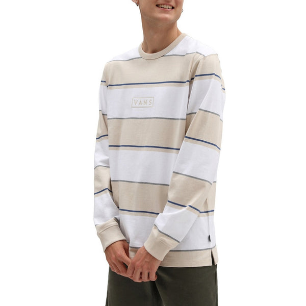 T-Shirt Easy Box Bold Stripe - Beige Et Blanc - Homme