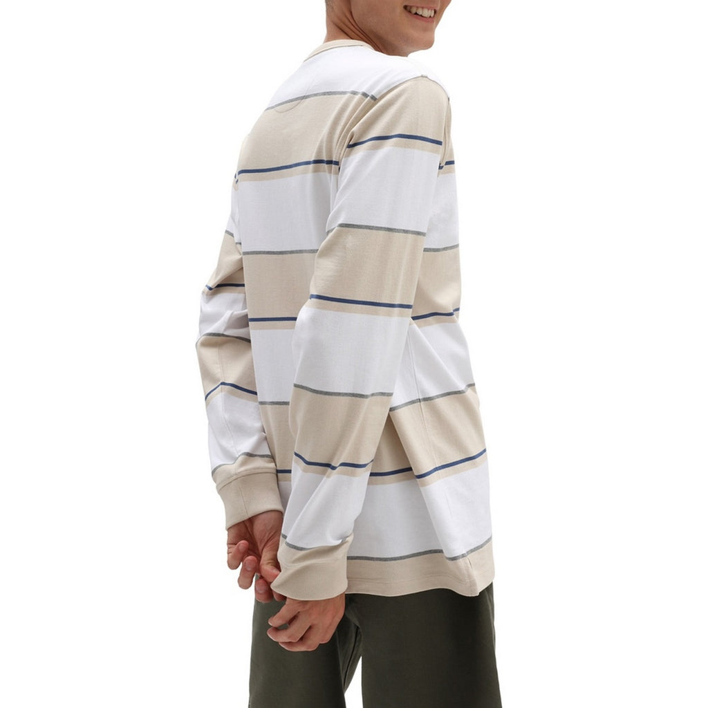 T-Shirt Easy Box Bold Stripe - Beige Et Blanc - Homme