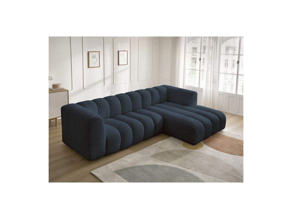 Talia - Canapé D'Angle Fixe - Tissu Bouclette - Angle Droit
