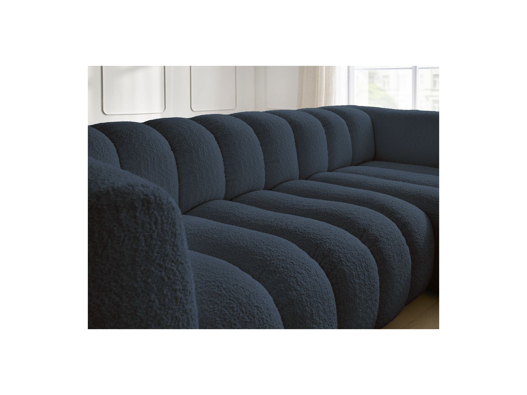 Talia - Canapé D'Angle Fixe - Tissu Bouclette - Angle Droit
