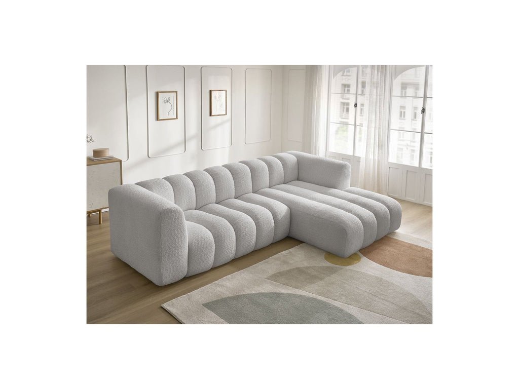 Talia - Canapé D'Angle Fixe - Tissu Bouclette - Angle Droit