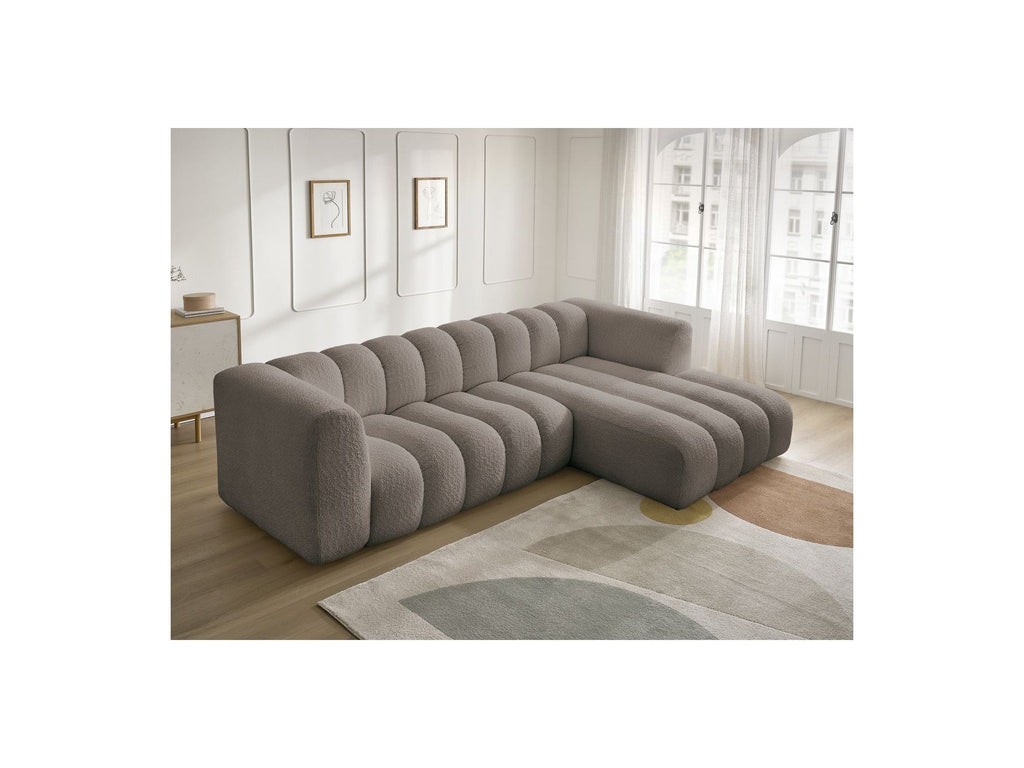 Talia - Canapé D'Angle Fixe - Tissu Bouclette - Angle Droit