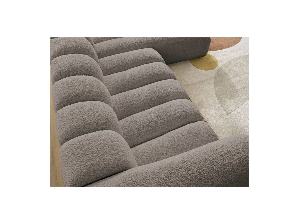 Talia - Canapé D'Angle Fixe - Tissu Bouclette - Angle Droit