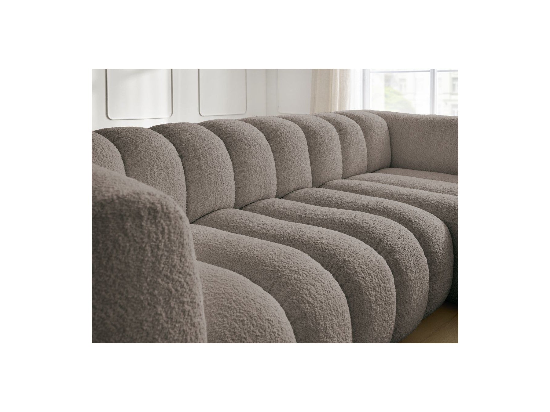 Talia - Canapé D'Angle Fixe - Tissu Bouclette - Angle Droit