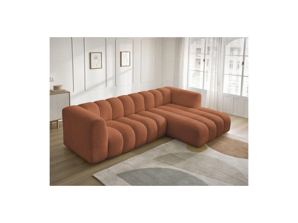 Talia - Canapé D'Angle Fixe - Tissu Bouclette - Angle Droit