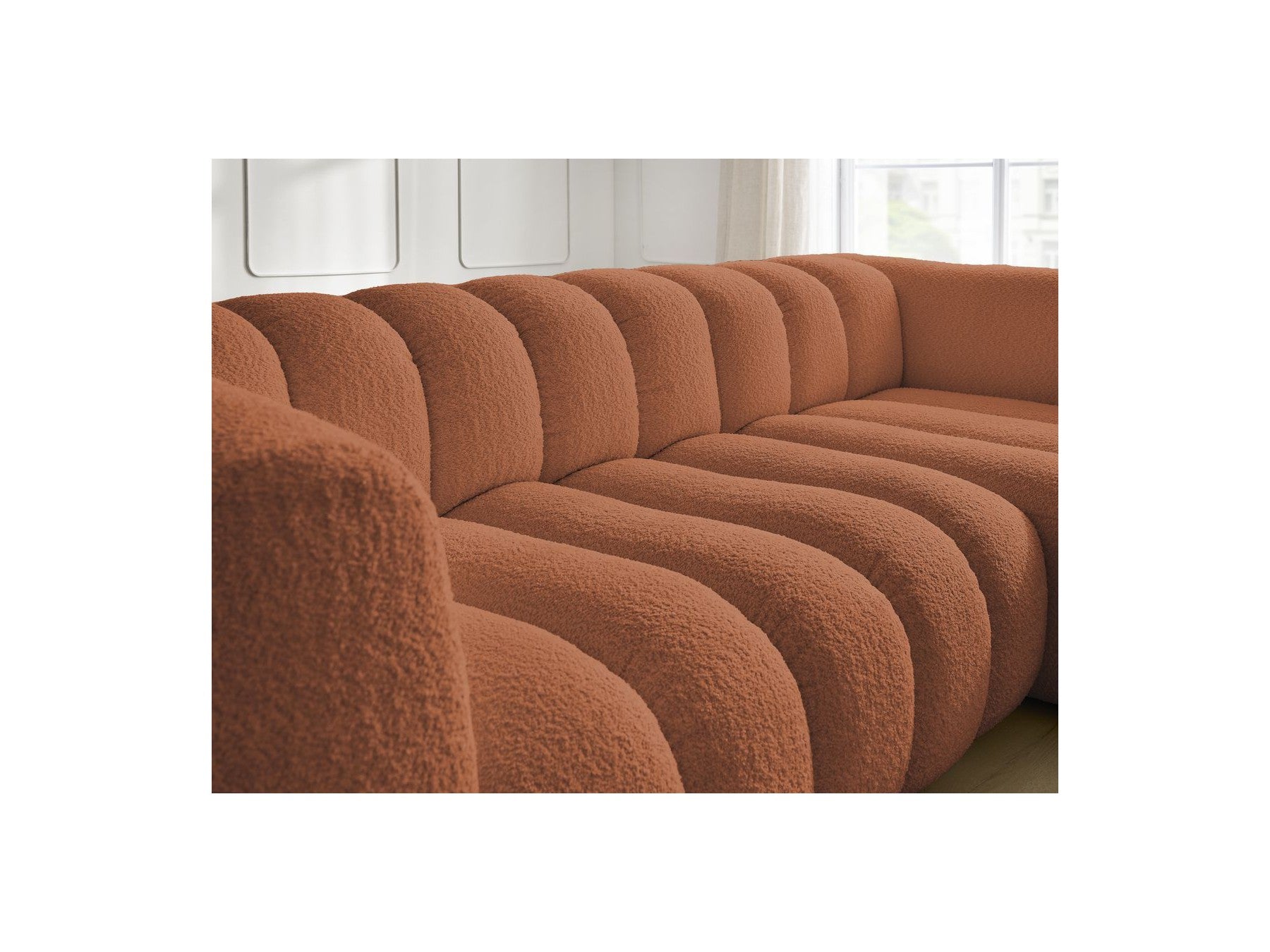 Talia - Canapé D'Angle Fixe - Tissu Bouclette - Angle Droit