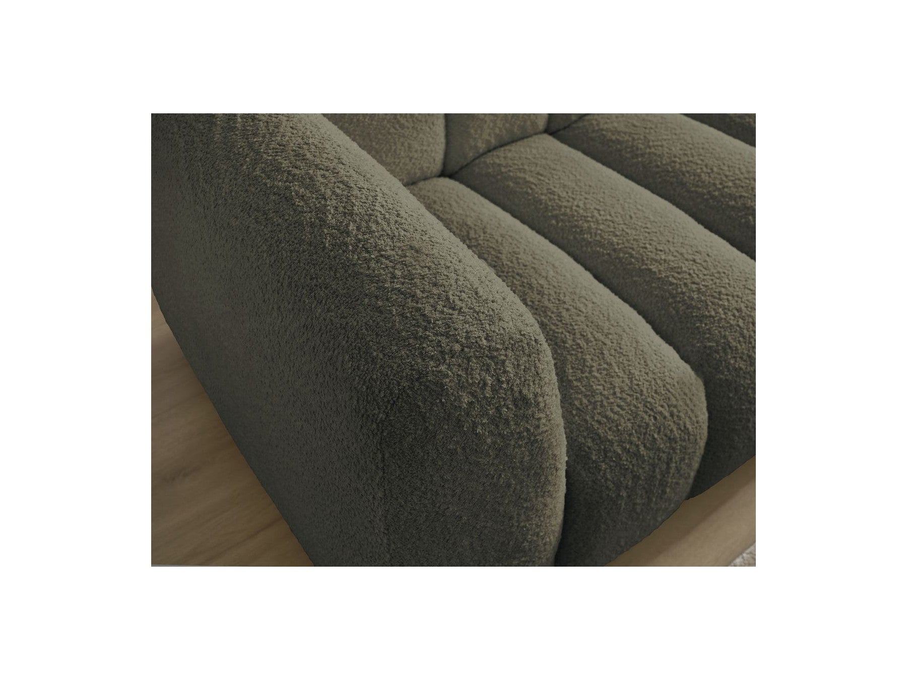 Talia - Canapé D'Angle Fixe - Tissu Bouclette - Angle Droit