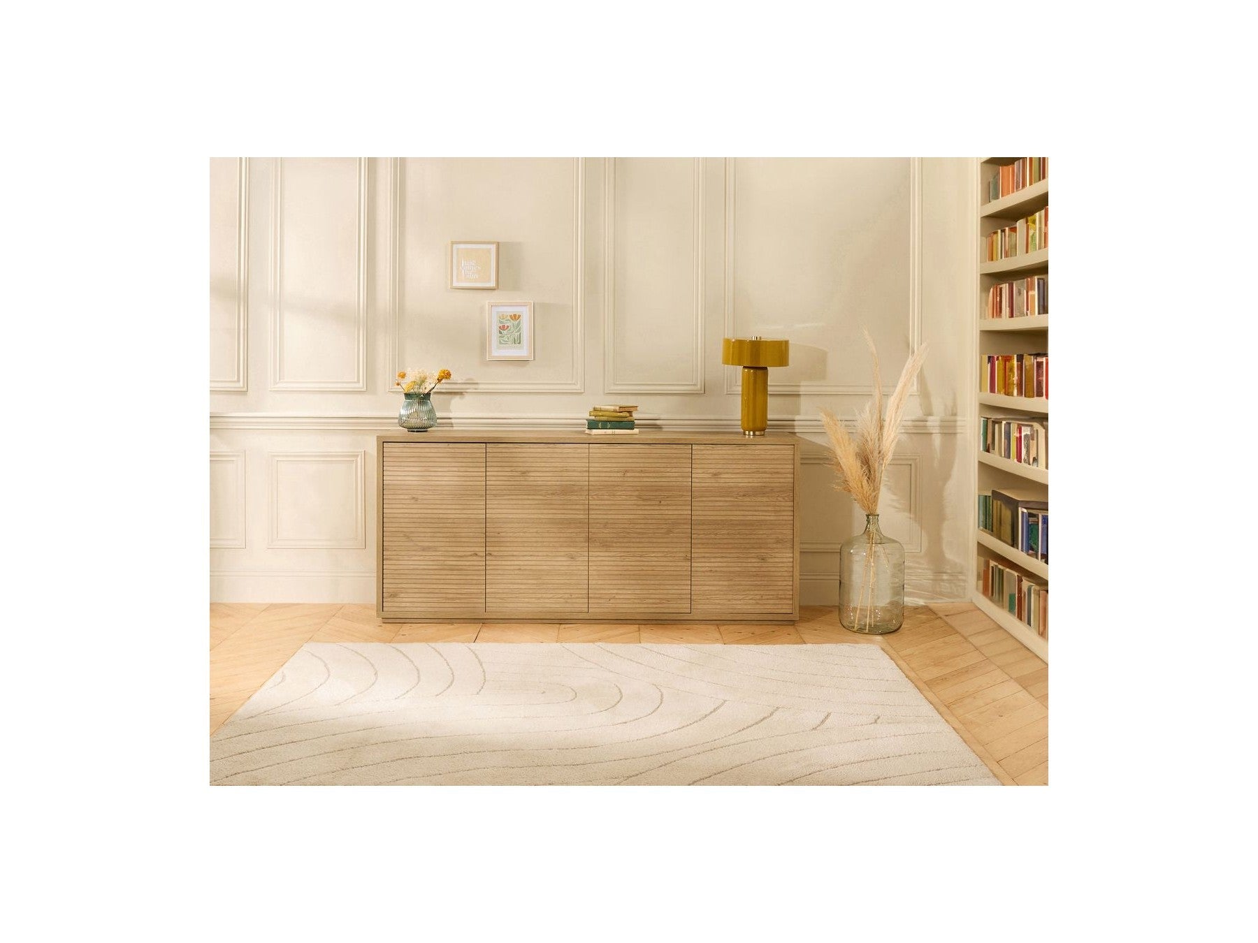 Ferret - Buffet 4 Portes - Effet Tasseaux De Bois