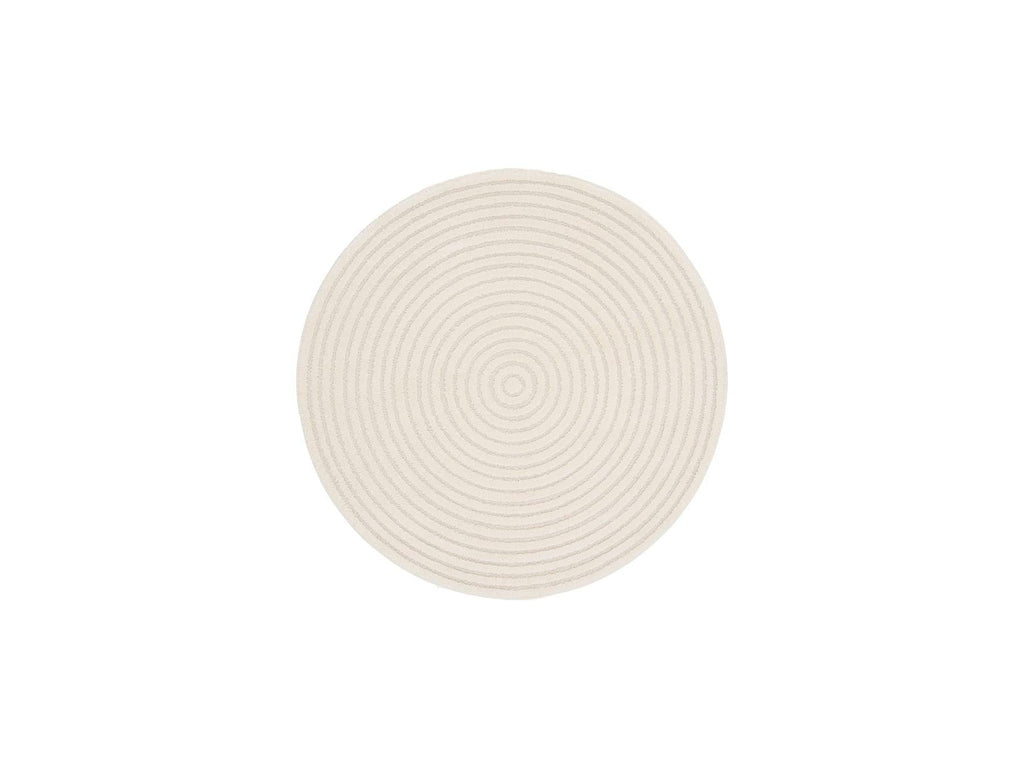 Ondelia - Tapis Rond Poils Ras - Motif Géométrique - Crème