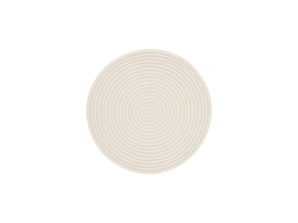 Ondelia - Tapis Rond Poils Ras - Motif Géométrique - Crème