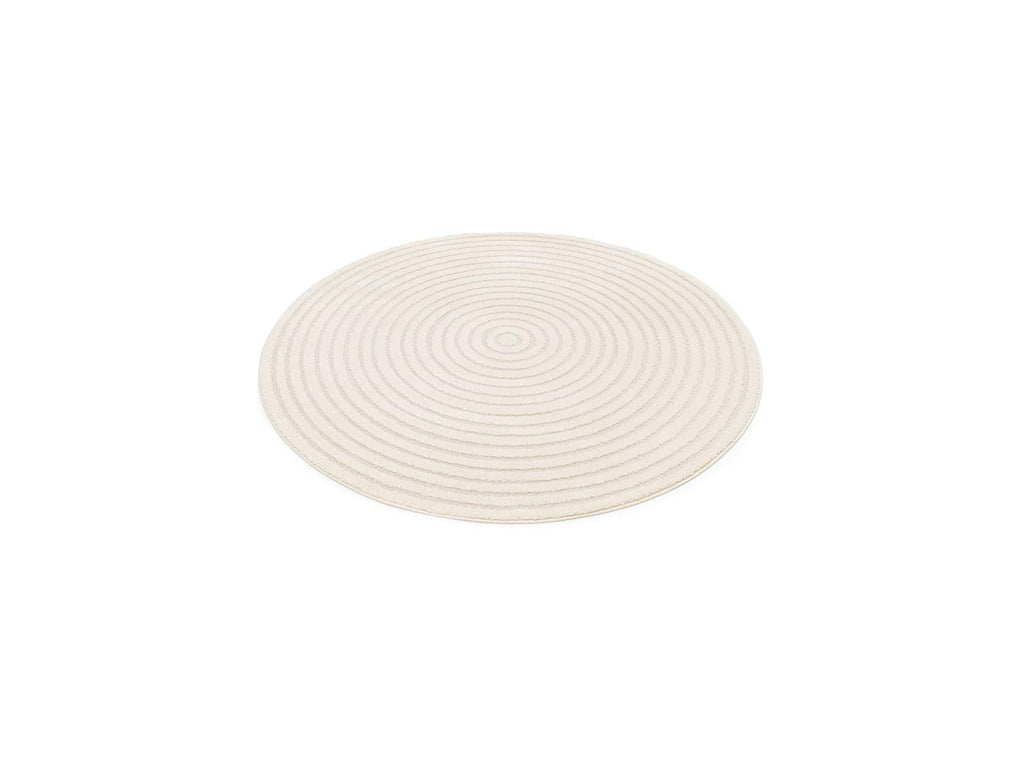 Ondelia - Tapis Rond Poils Ras - Motif Géométrique - Crème