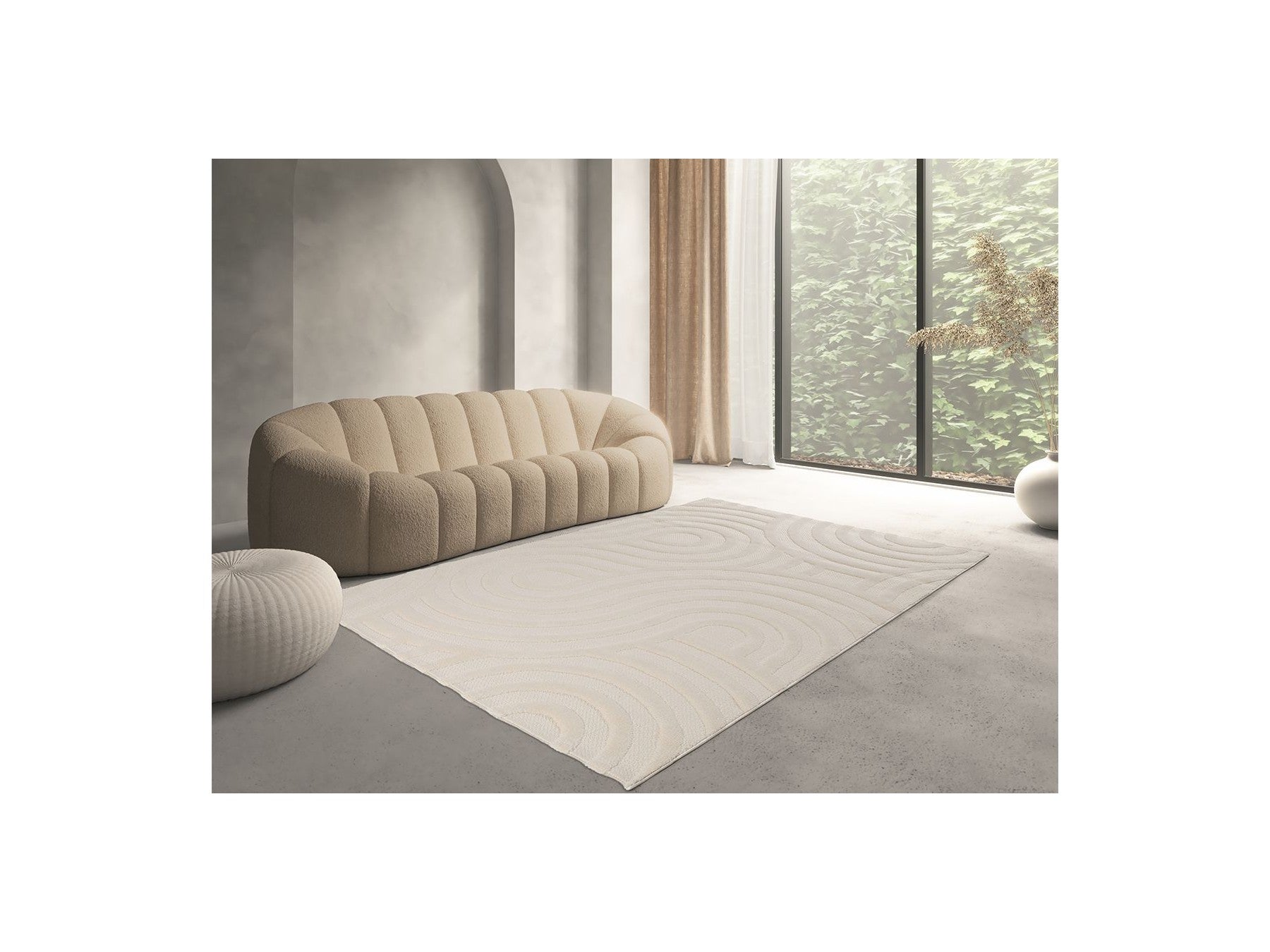 Josie - Tapis Poils Ras - Motif Abstrait - Beige