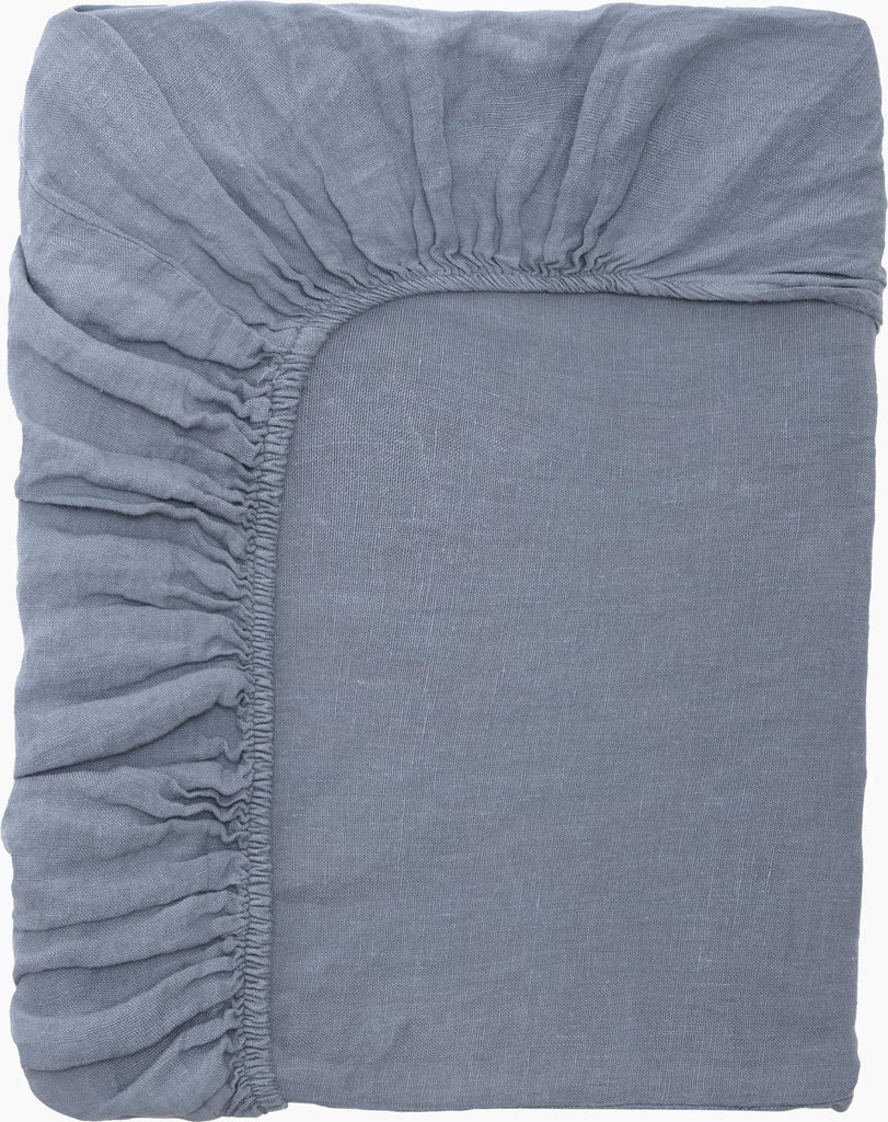 Drap Housse 100% Lin - Gris Bleu