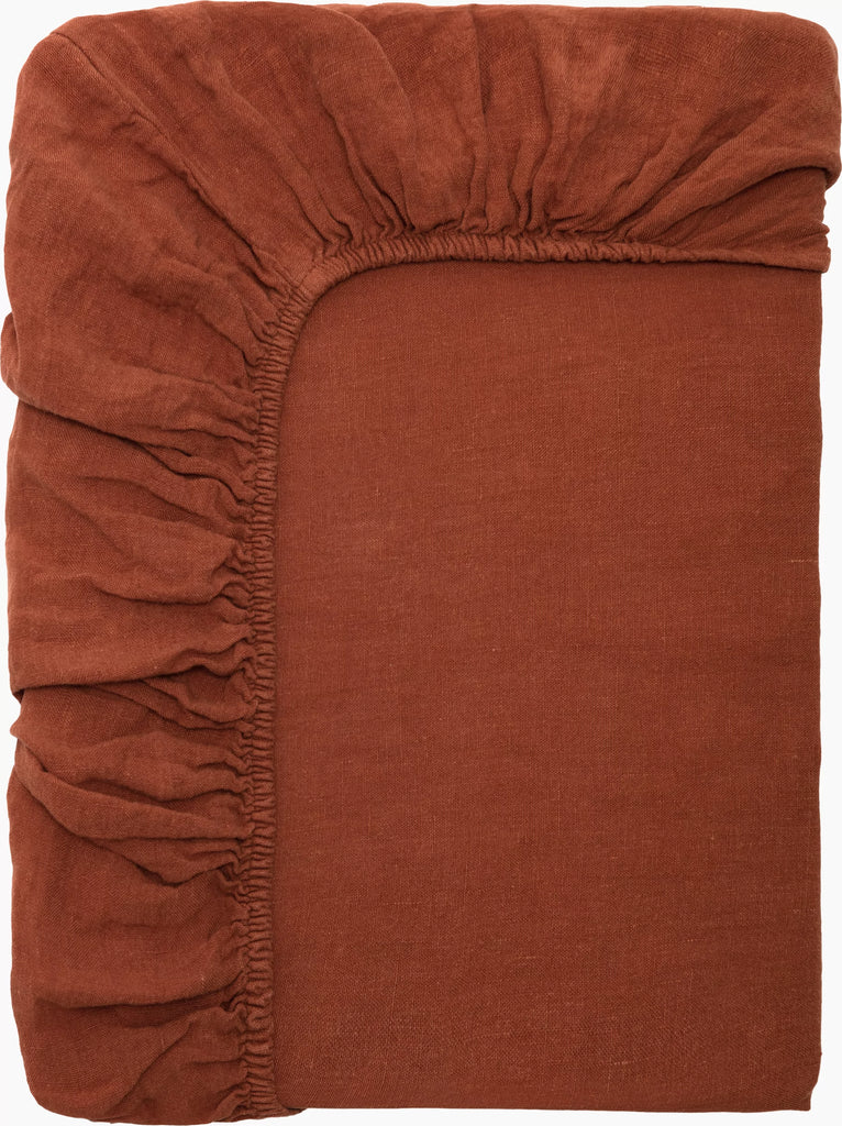 Drap Housse 100% Lin - Terracotta