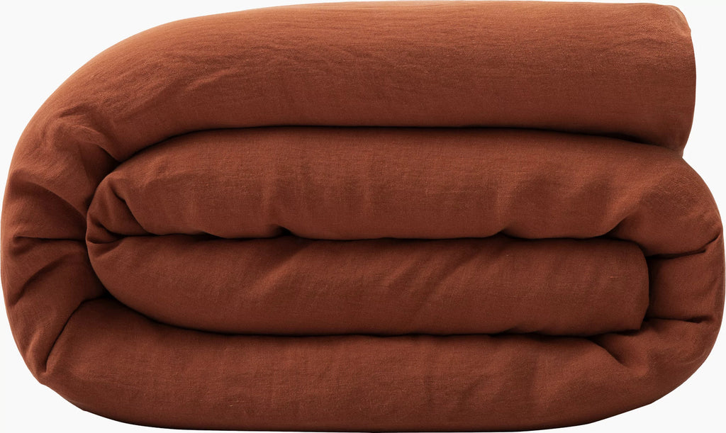 Housse De Couette 100% Lin - Terracotta