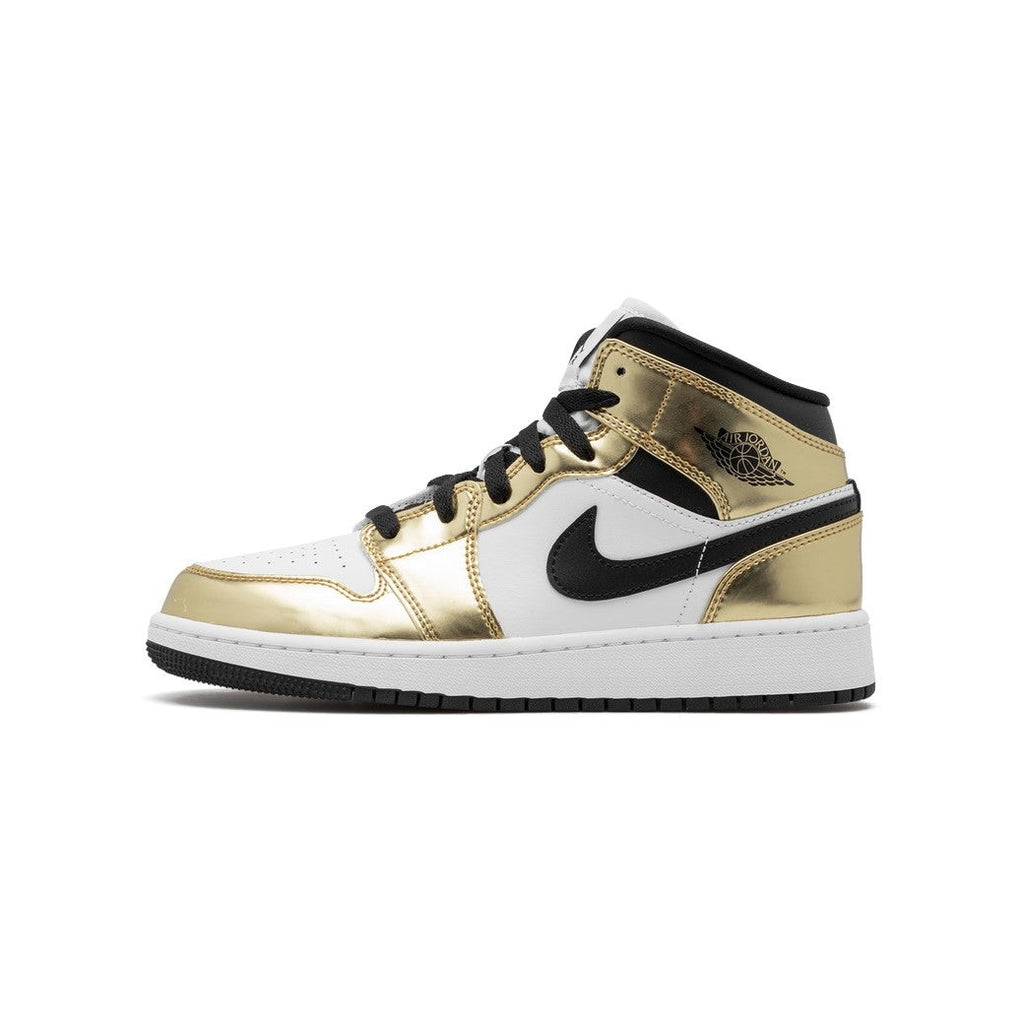 Air Jordan 1 Mid Metallic Gold Black White