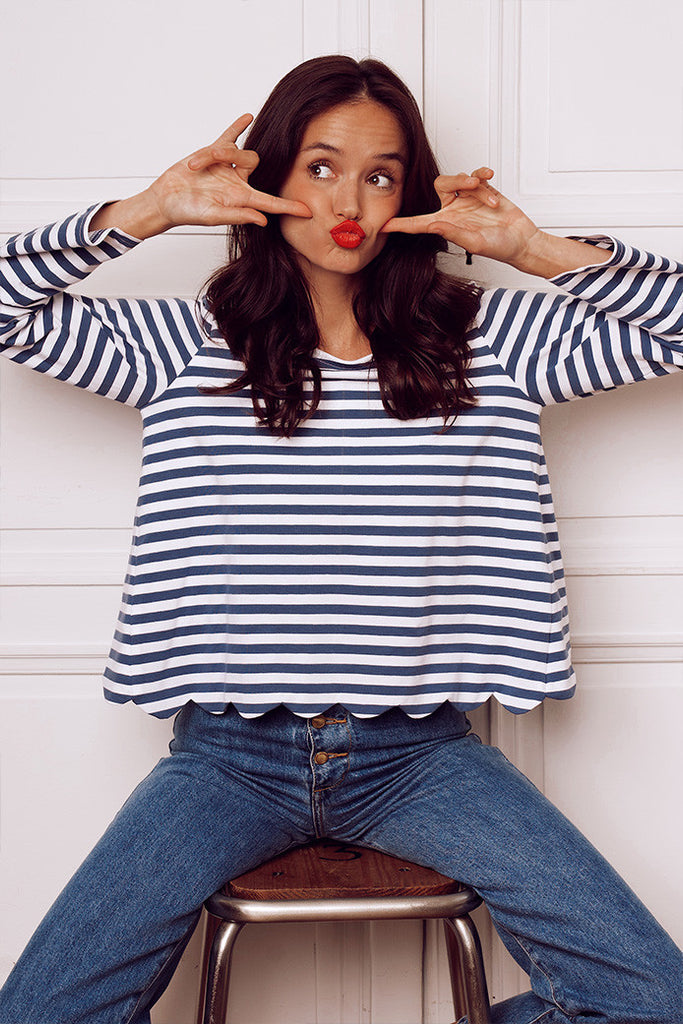 Blouse Isa Marinière Bleu Gris