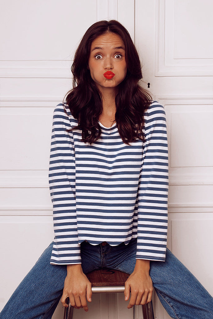 Blouse Isa Marinière Bleu Gris