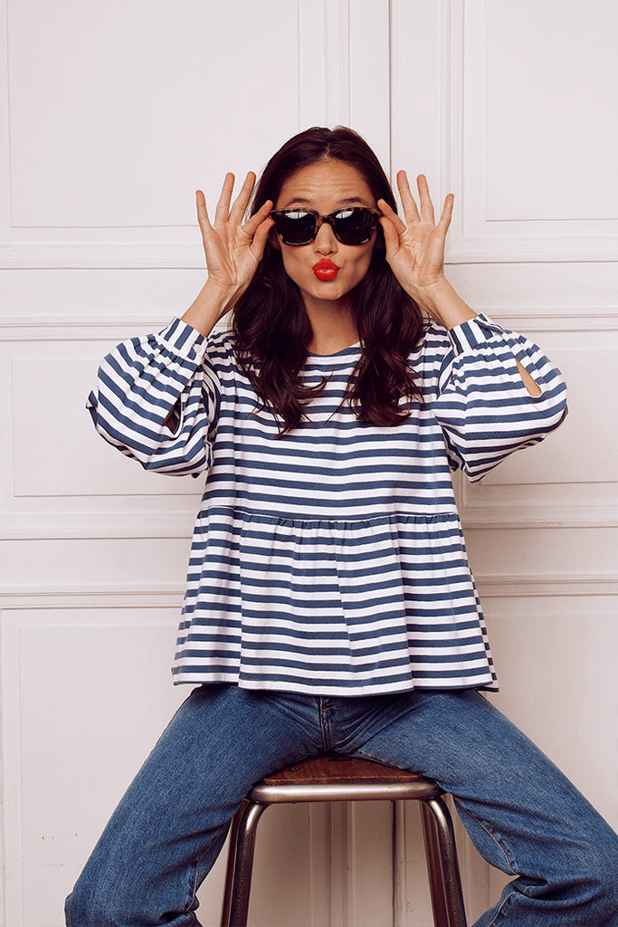 Blouse Nana Marinière Bleu Gris