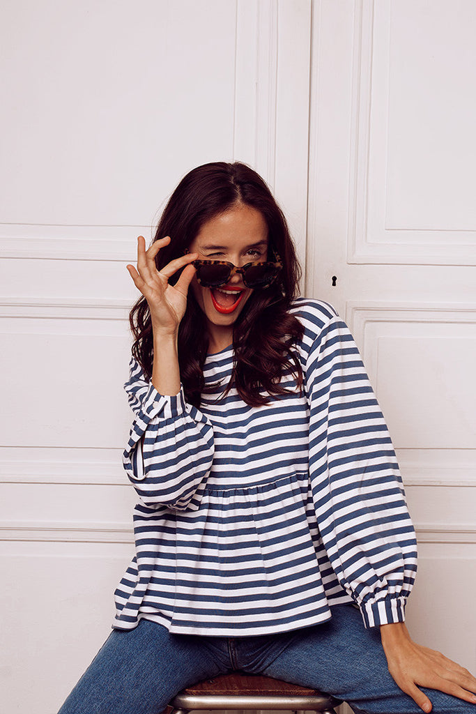 Blouse Nana Marinière Bleu Gris