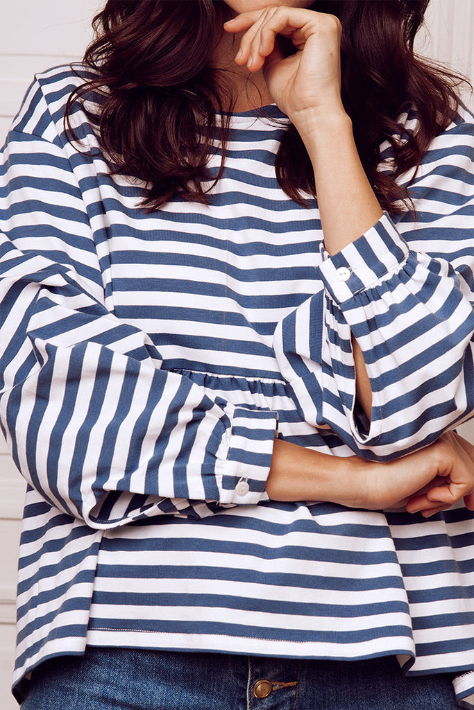 Blouse Nana Marinière Bleu Gris