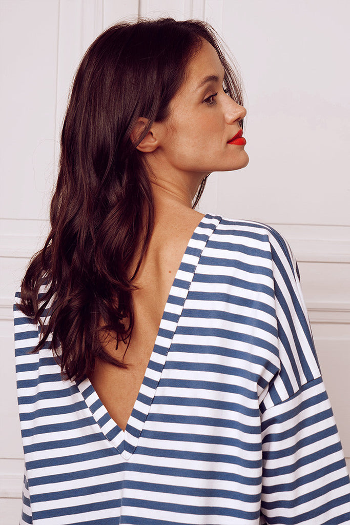 Blouse Owen Marinière Bleu Gris