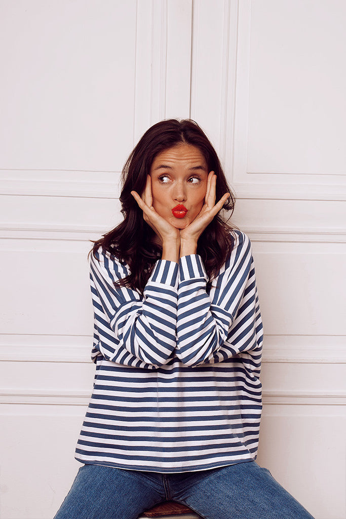 Blouse Owen Marinière Bleu Gris