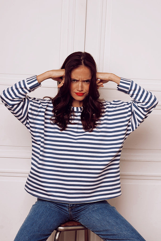 Blouse Owen Marinière Bleu Gris