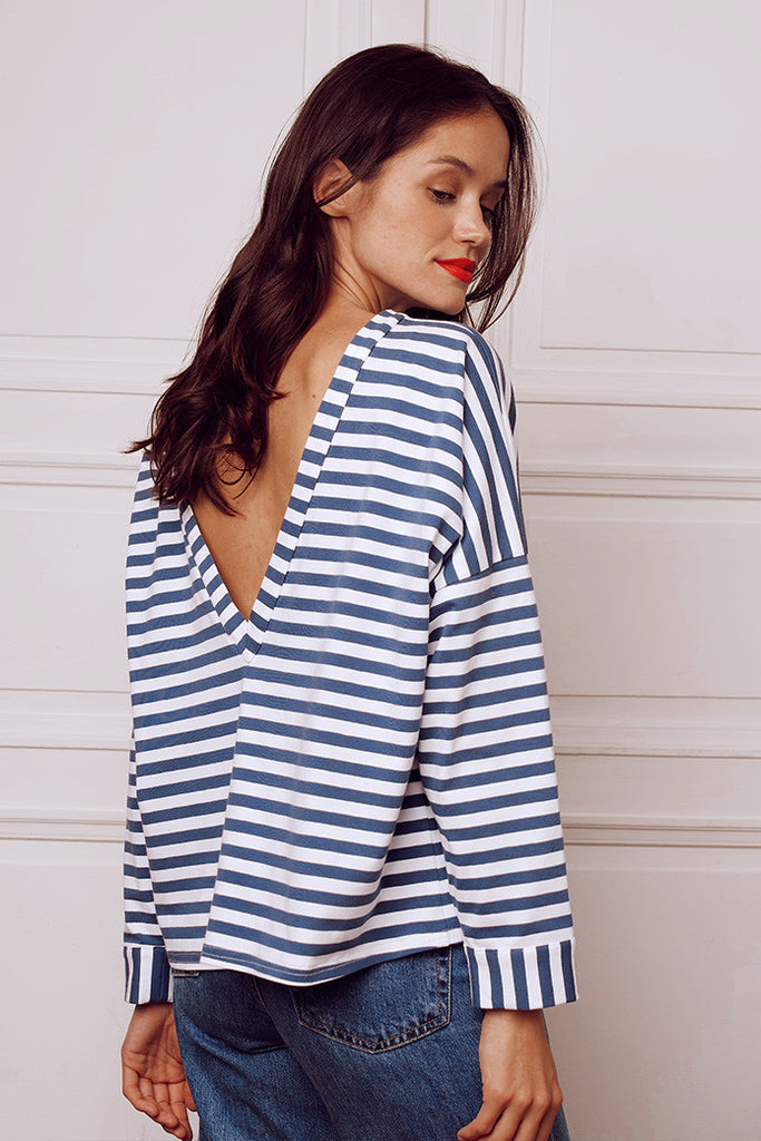 Blouse Owen Marinière Bleu Gris