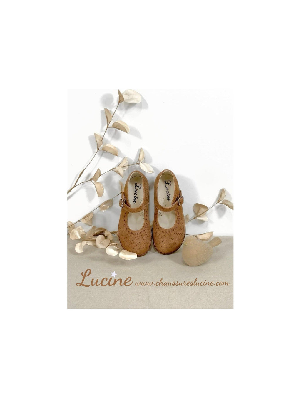 Chaussures Louise Resistantes Fille À Boucle - Cuir Camel Pois Irisés - Fille