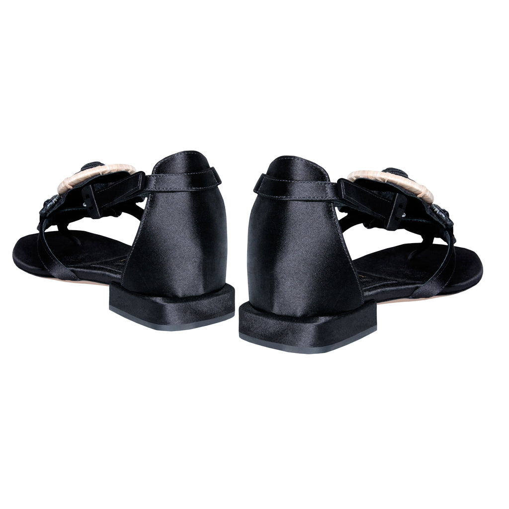 Alessa Black Flat Ankle Toe Sandal