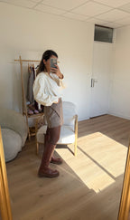 Jupe Short En Suédine Selena Taupe