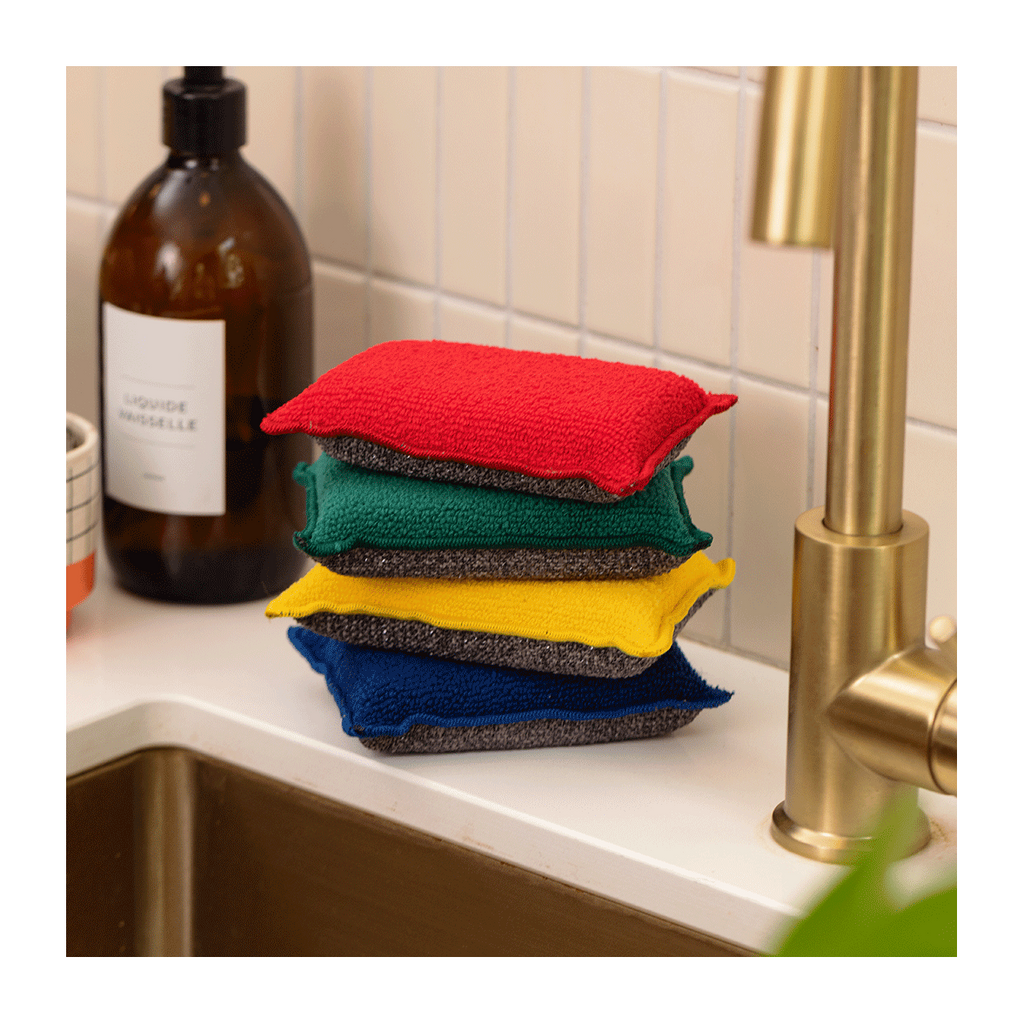 Pack Éponges 4 Couleurs, Éponges Acier Et Poêles & Plaques