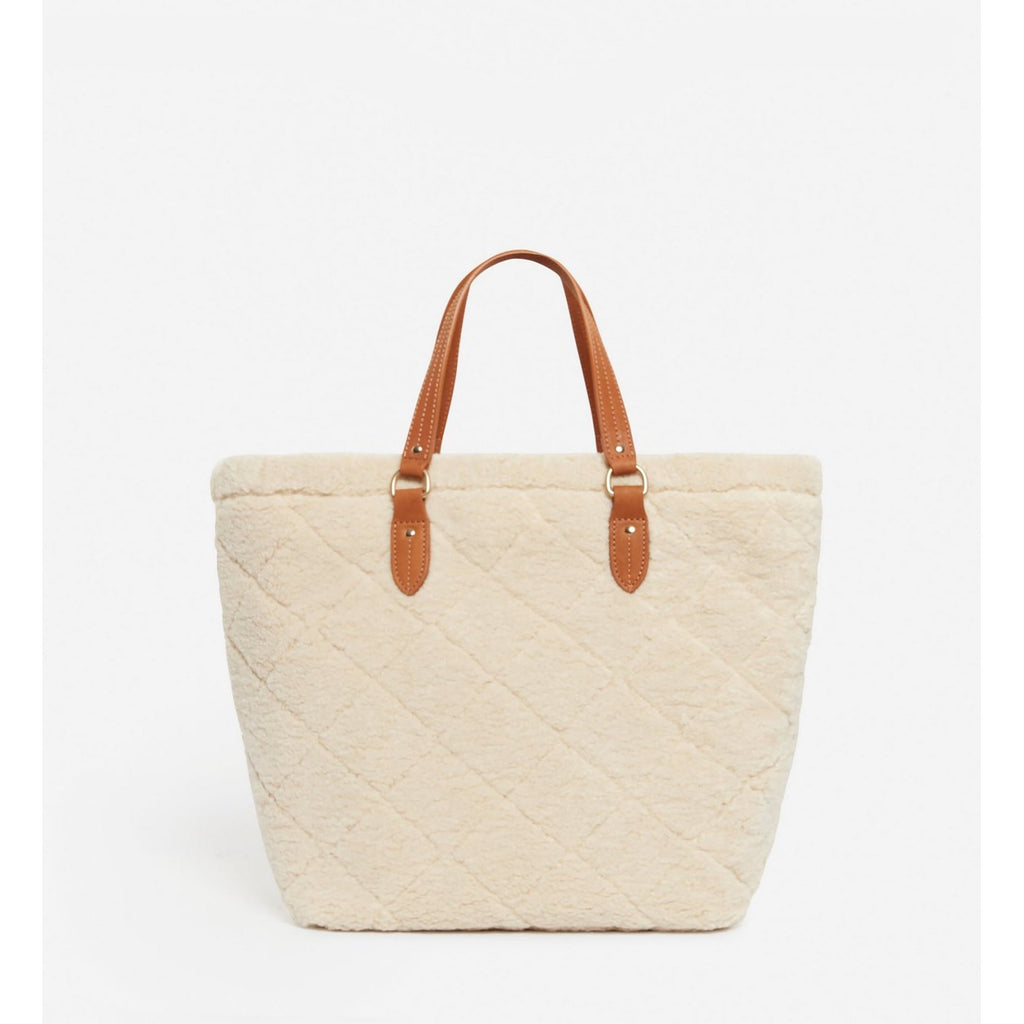 Cabas M En Shearling - Blanc