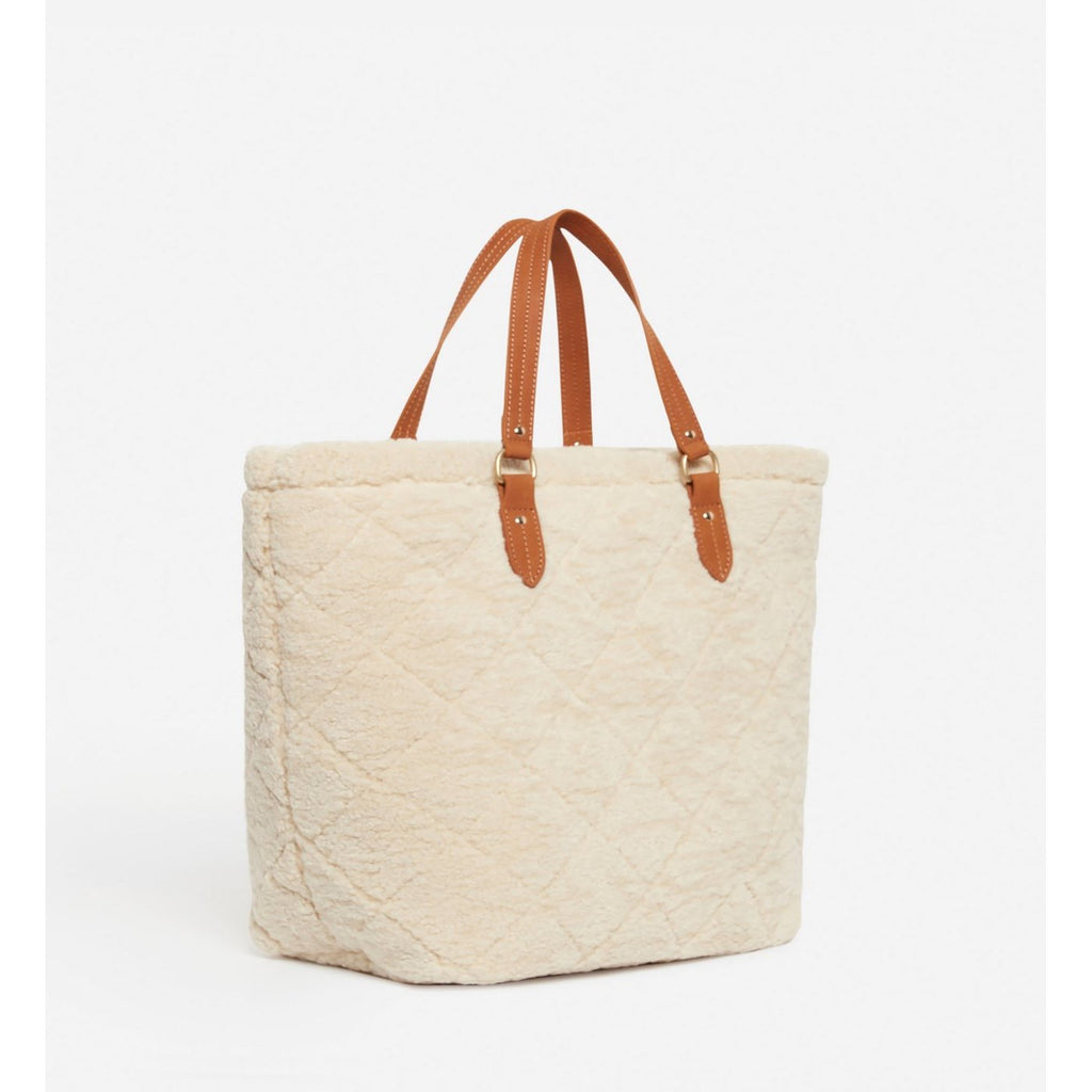 Cabas M En Shearling - Blanc