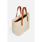 Cabas M En Shearling - Blanc