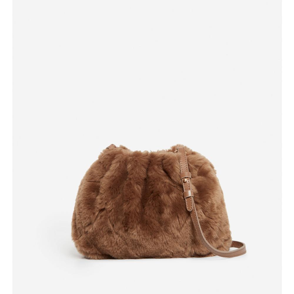 Sac Bourse Moon En Fausse Fourrure - Marron
