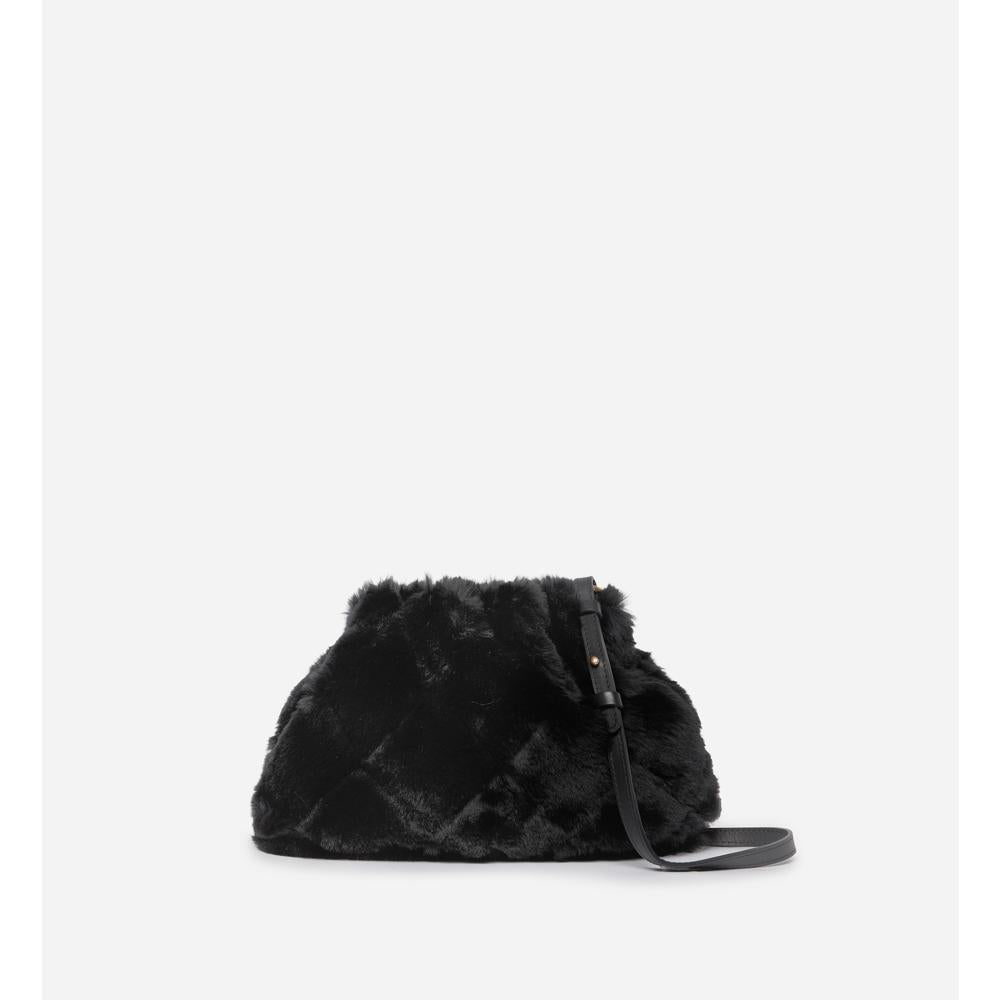 Sac Bourse Moon En Fausse Fourrure - Noir