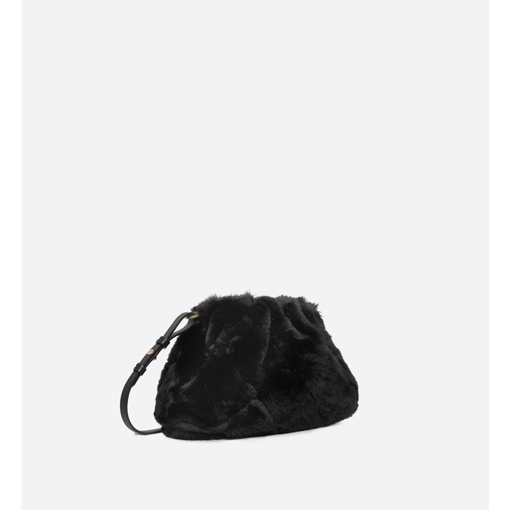 Sac Bourse Moon En Fausse Fourrure - Noir