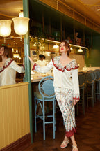 Chemise À Col Large À Imprimé - Fleur Vintage